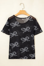 Maddie Bow Mesh Short Sleeve Top