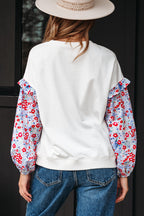 Isabel Floral Ruffled Balloon Sleeve Loose Blouse