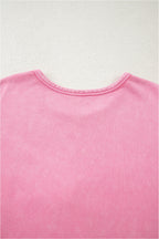 Bonbon Waffle Bowknot Patchwork Graphic Mineral Wash Plus Size Sweatshirt