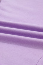 Purple Stripe Patchwork Buttoned Drop Shoulder Plus Size Pullover