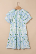 Madalyn Floral Contrast Edge Layered Short Sleeve Mini Dress
