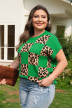 Cattleya Checkered Short Sleeve PLUS Sweater