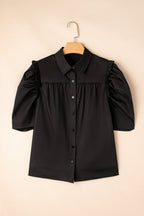 Analeia Frilly Puff Sleeve Stylish Collared Shirt