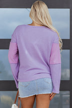 Sawyer Contrast Textured Patchwork Long Sleeve Top