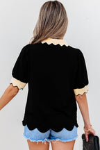 Clare Collared V Neck Puff Sleeve Blouse