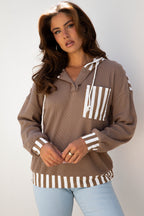 Tilly Striped Patchwork Drawstring Hoodie