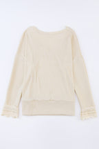 Isabella Texture Lace Trim Long Sleeve Top
