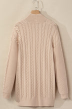 Jade Oversize Chunky Cable Knit Midi-length Cardigan