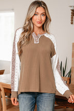 Isabella Lace Contrast Patchwork Long Sleeve Top