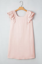 Abigail Textured Flutter Sleeve Bow Back Mini Dress