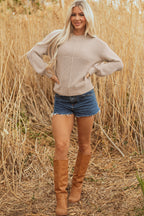 Delaney Texture Knitted Puff Sleeve Sweater