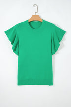 Alexis Ruffle Short Sleeve Sweater