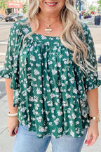 Adelynn Square Ruffled Trim PLUS Blouse
