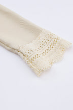 Isabella Texture Lace Trim Long Sleeve Top