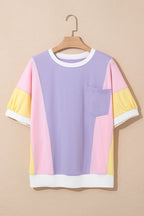 Zoe Patchwork Half Sleeve Oversized Top