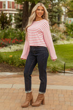 Lilly Textured Contrast Dropped Long Sleeve Top