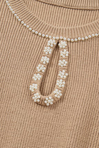 Zariah Embellished Keyhole Ribbed Sweater
