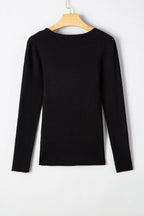 Amaya Ribbed Knit Cold Shoulder Sweater