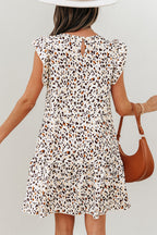 Darcy Leopard Ruffled Keyhole Back Mini Dress