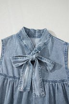 Clare Sleeveless Ruffled Chambray Dress