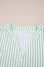 Ashley Stripe Flower Puff Sleeve V Neck Babydoll Blouse