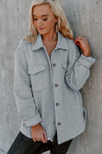 Brooklynn Retro Quilted Flap Pocket Button Shacket