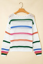 Cheyenne Striped Pointelle Knit Sweater