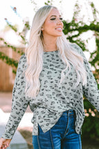 Evelyn Print Stitching Loose Long Sleeve Top