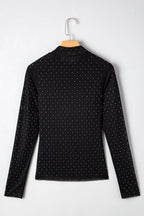 Anastasia Rhinestone Embellished Mesh Long Sleeve Top