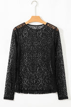 Denver Pattern Sheer Mesh Long Sleeve Top