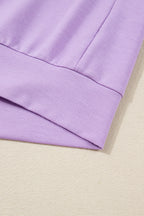 Purple Stripe Patchwork Buttoned Drop Shoulder Plus Size Pullover