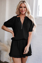 Laylani Puff Sleeve Top and Ruffled Shorts Set