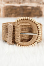Kylie Beaded Straw Woven Belt