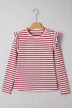Meilani Stripe Ruffle Trim Long Sleeve Top