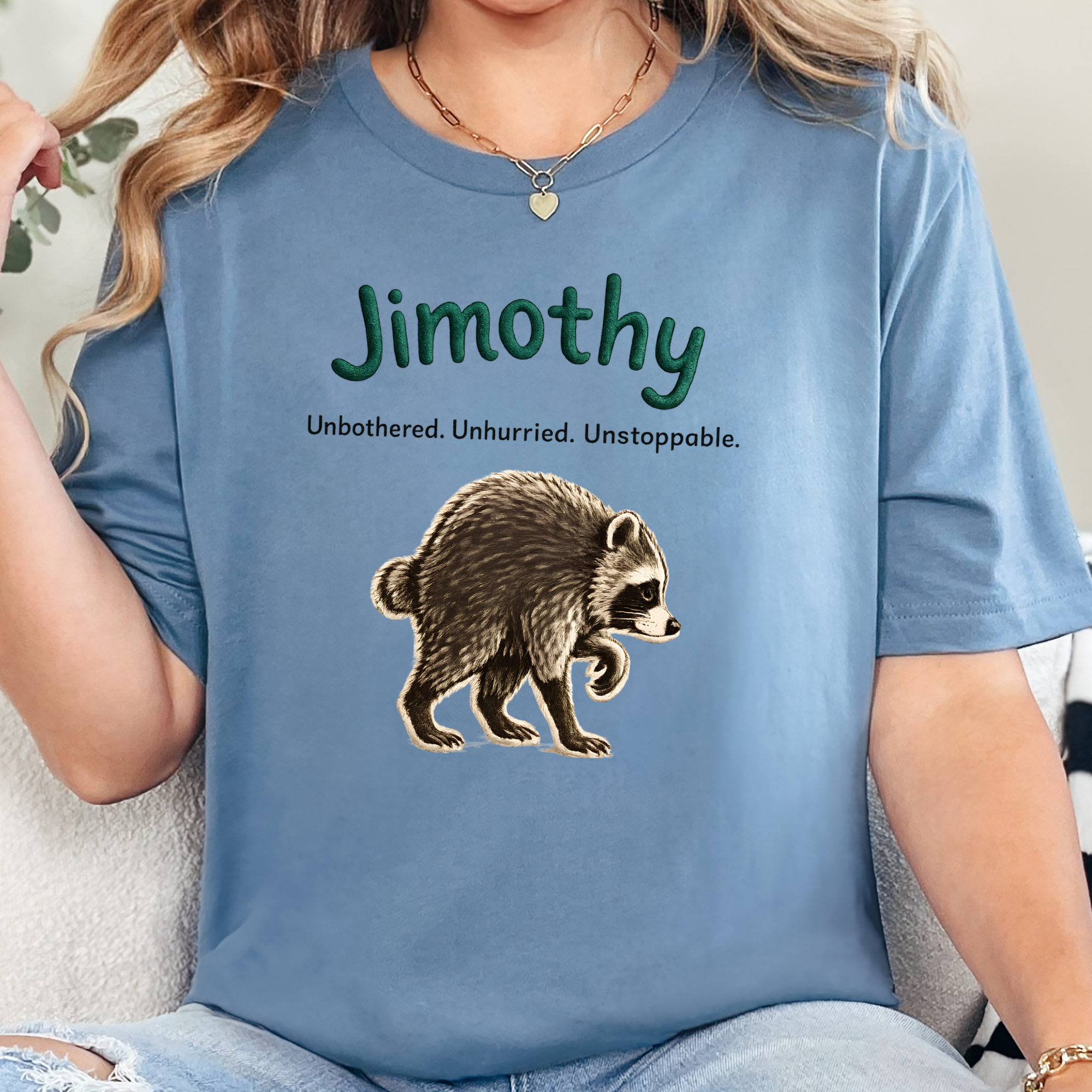 Wholesale Jimothy Unbothered Graphic Tee - Steel Blue
