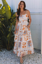 Zora Ricrac Trim Spaghetti Straps Maxi Dress