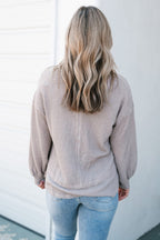 Eden Raw Edge Detail Waffle Knit V Neck Top