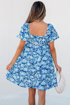 Azalea Floral Puff Sleeve Babydoll Mini Dress