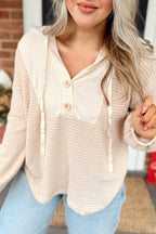 River Waffle Hooded Long Sleeve Top