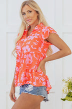 Karla Floral Collared Button Blouse