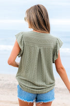 Ruthie Flutter Sleeve Lace V Neck Top