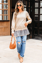 Mary Cable Texture Bohemian Ruffle Hem Sweater