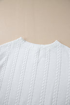 White Cable Textured Loose Plus Size Sweatshirt