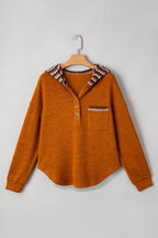 Payton Plaid Hood Patchwork Chest Pocket Henley Top