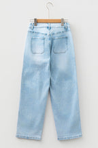 Ivory Detail Drawstring Barrel Jeans