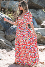Haley Floral Cutout Back Split Maxi Dress