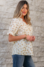 Jaylani Floral Eyelet Puff Sleeve Blouse