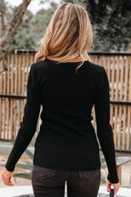 Amaya Ribbed Knit Cold Shoulder Sweater