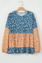 Cecilia Floral Ruffled Hem Round Neck Blouse