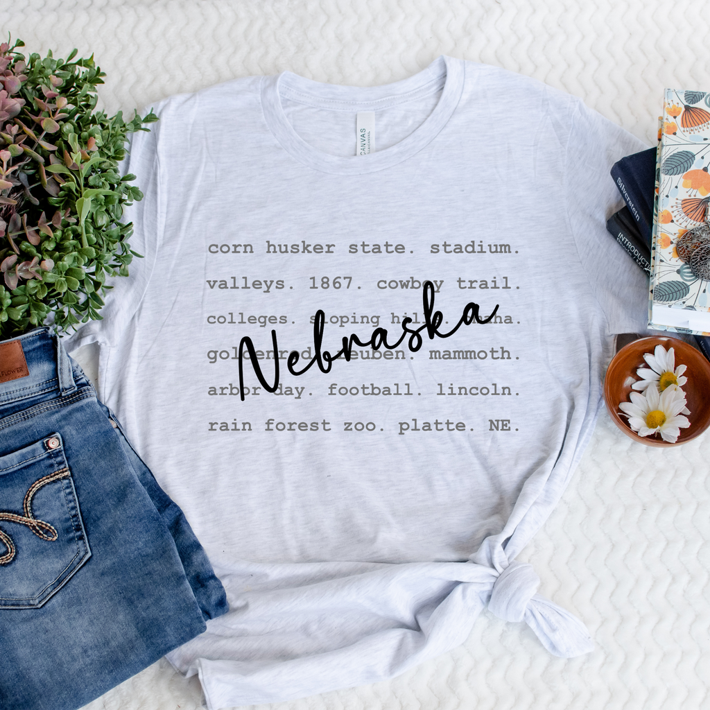 Wholesale Nebraska Typography Graphic Tee - Tan Tee